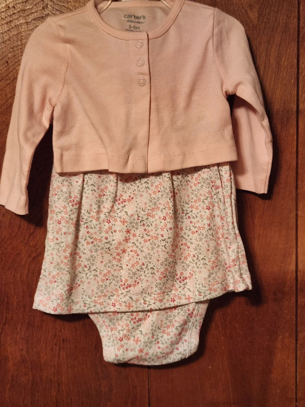 Carter's Pink Floral Baby Dress & Cardigan Set, S-3/6, NWT